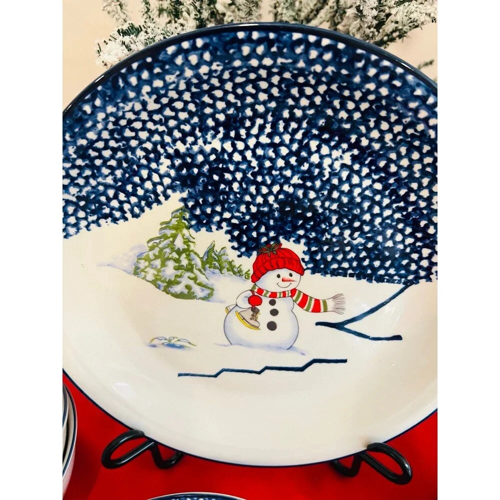 Thomson Pottery Snowman 16-Piece Dinnerware Set Service for 4 Retired 2006 - Picture 2 of 6